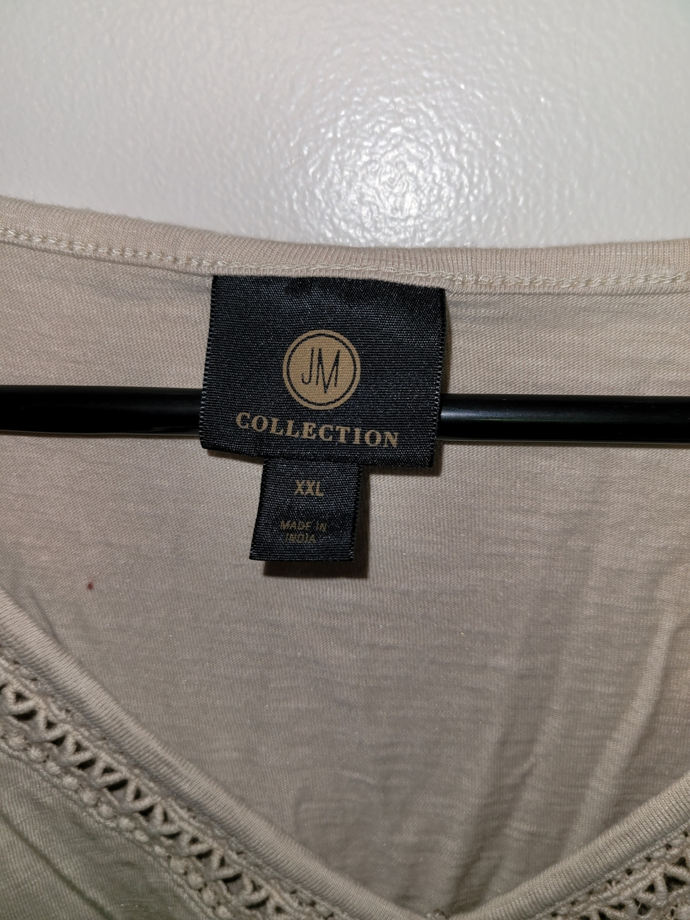 JM Collection Cream Crochet-Trim V-Neck Tunic - Picture 2 of 5